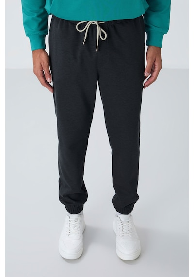 Tommy Life Koyu Gri Yüzeyi Dokulu Standart Fit Erkek Eşofman Alt - 82156 Koyu Gri