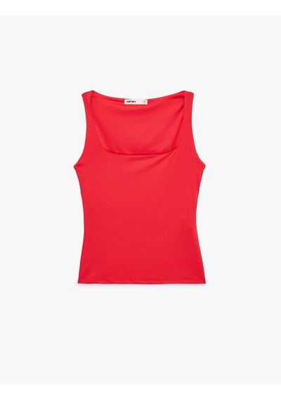Koton Slim Fit Yuvarlak Yaka Kolsuz Top Kırmızı 6sak10291ek
