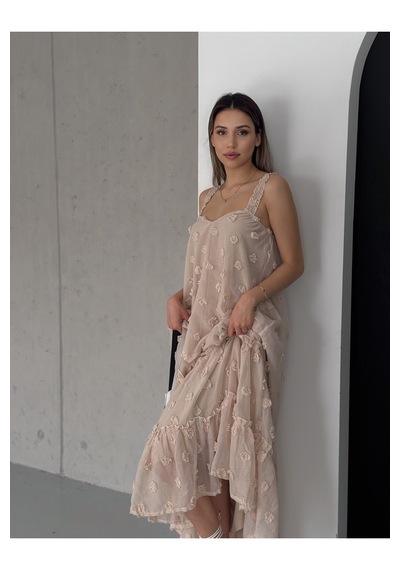 Fashion Cocktail Fırfır Askılı Kumaş Çiçekli Astırlı Maxi Yazlık Bohem Sahil Tatil Elbise Camel Fashion Cocktail Fırfır Askılı Kumaş Çiçekli Astırlı Maxi Yazlık Bohem Sahil Tatil Elbise Camel