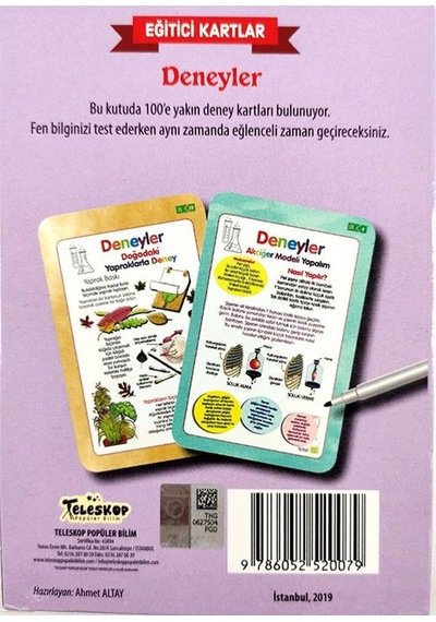 Deneyler Eğitici Oyun Kartları - Etkinlik Kartları