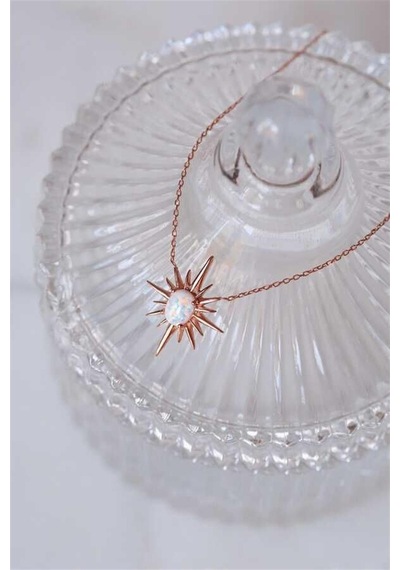 Opal Taş 925 Ayar Gümüş Kolye-1796