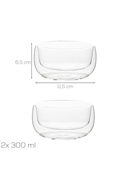Porsima 12479 Double Wall Çift Cidarlı 2li Sunum Kasesi Sunumluk Çerezlik Salata Kasesi 300ml Şeffaf