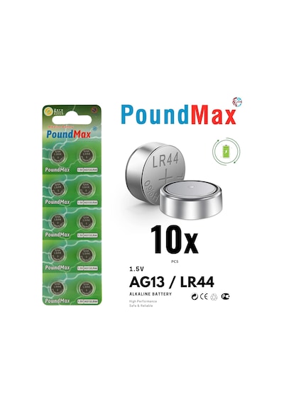 Lexroo 10 Adet Lr44 Ag13 A76, G13, L1154, Sr44, G13a 1,5 V Alkalin Düğme Pil Paketi Cıva İçermeyen