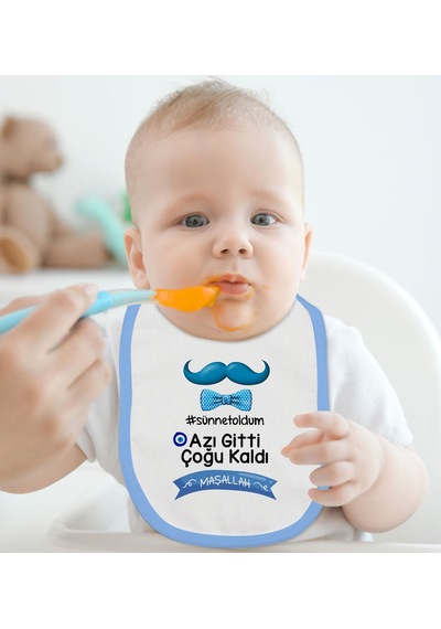 BK Kids Sünnet Tasarımlı Mavi Bebek Mama Önlüğü-7