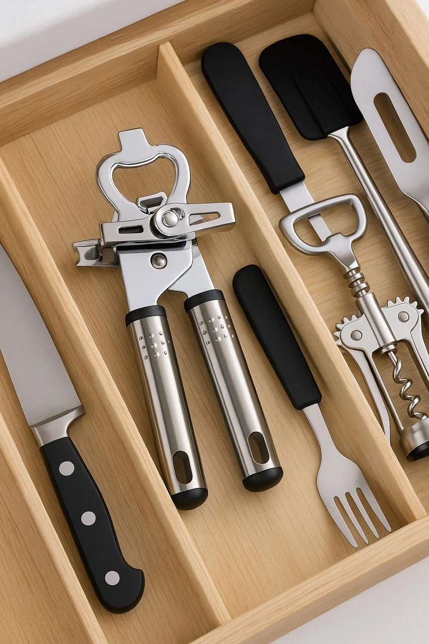 Paslanmaz Çelik Konserve Ve Şişe Açacağı Metal Gri