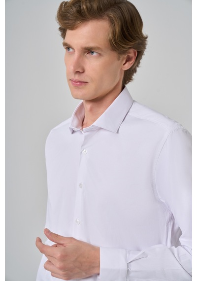 Morven Erkek Beyaz Basic Düz Desen İtalyan Yaka Slim Fit Gömlek 26mc004002600 Beyaz