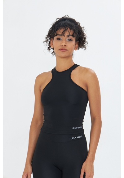 Sportempt Lesa Wear Çapraz Detaylı Basic Spor Crop Atlet Siyah