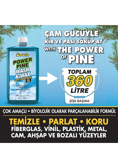 Starbrite - Tekne Şampuanı Ve Cila 950 Ml Power Pine Çam Özlü Konsantre: Çamın Doğal Gücüyle Derinlemesine Temizlik Ve Uzun Ömürlü Vaks Koruması