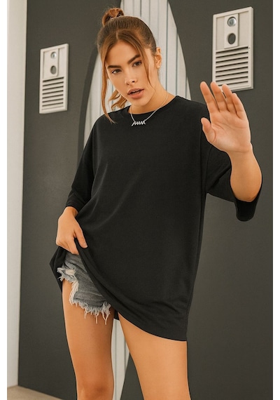 Düz Oversize Unisex Tişört Ycb1 SIYAH