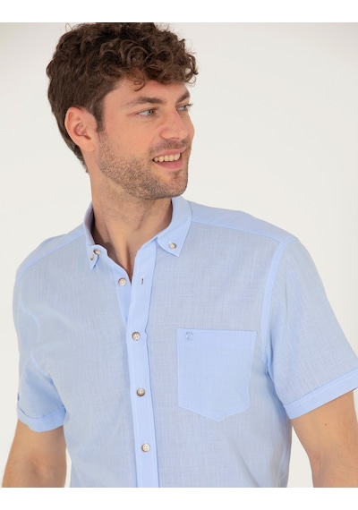 Pierre Cardin Erkek Açık Mavi Kısa Kollu Gömlek 50268184-vr003 Açık Mavi