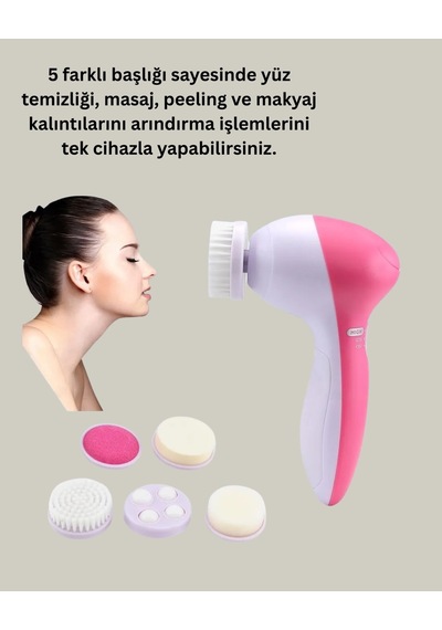 Mey İthalat Derin Temizleme Ve Masaj İçin 5 Başlıklı Yüz Cilt Bakım Aleti