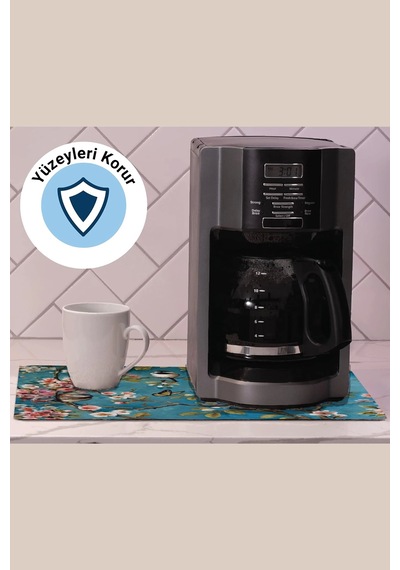 Valerine Life Kahve Makinesi Matı Sıvı Geçirmez Kaymaz Çaycı Espresso Makinesi Pad 35x45cm 27250202 Mavi