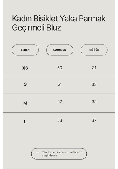 Rich Kadın Siyah Bisiklet Yaka Parmak Geçirmeli Bluz Siyah