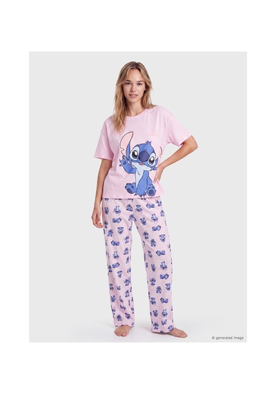 Lcw Young Pembe Stitch Baskılı Kadın Pijama Takım