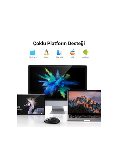 Ugreen 4.000 Dpı Ergonomik Sessiz Kablosuz Optik Mouse, 90545 -