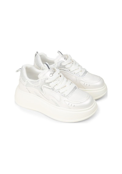 Deery Kadın Beyaz Taş Detaylı Platform Sneaker - 26424zbyzp01 Beyaz