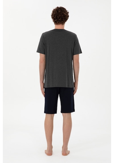 U.S. Polo Assn. Erkek Bisiklet Yaka Antrasit Melanj Pijama Takımı 50309174-VR081
