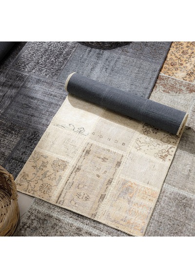 Mudo Home Lıma Koyu Gri El Dikişi Patchwork Halı 200x300 Cm 11182700