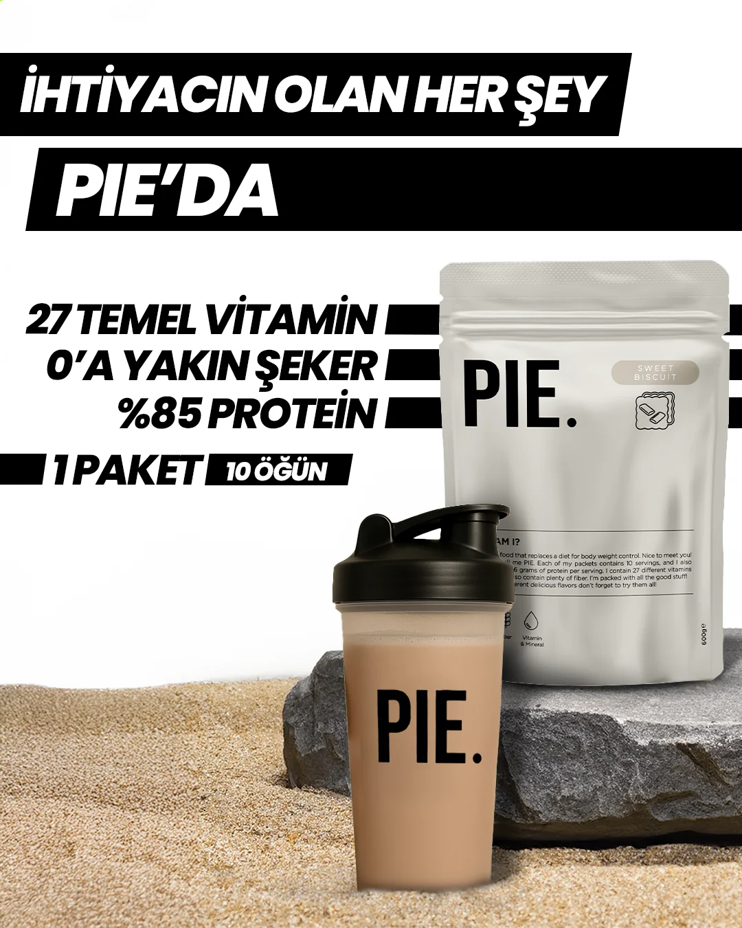 Pıe. Proteinli Öğün Tozu /bisküvi Aromalı /600 Gram /10 Öğün /vücut Ağırlığıkontrolü İçin Diyetin Yerini Alan Gıda Bisküvi