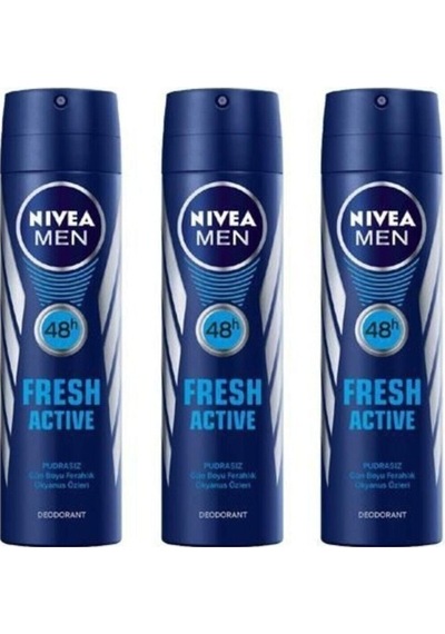 Men Deodorant Fresh Active 3 Adet X 150ml
