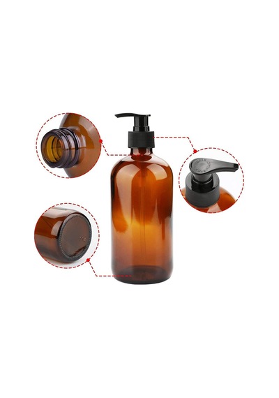 4 Adet 500 Ml Sıvı Pompalı Amber Kahverengi Cam Şişe