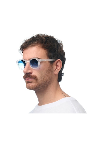 Okkia Milano Unisex Güneş Gözlüğü Transparan Beyaz / Lens: Mavi Gradyan Beyaz