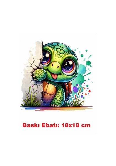 Kaplumbağa Ütü İle Yapışan Tekstil Kumaş Tişört Dtf Baskı 3605