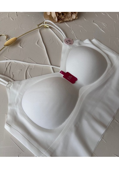 Carma Arkası Çapraz Dekolte İce-silk Balensiz Dikişsiz Push-up İt Beyaz