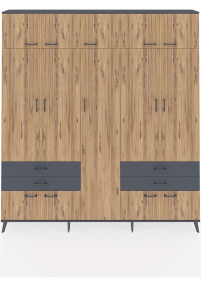 Arges Dolap 12 Raflı 4 Çekmeceli 2 Askılı 220x30x243 Antrasit-çam/antrasit Atlas Çam/antrasıt Arges Dolap 12 Raflı 4 Çekmeceli 2 Askılı 220x30x243 Antrasit-çam/antrasit Atlas Çam/antrasıt