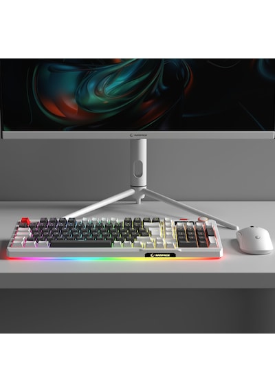 Loyal Pro Gri/beyaz 3 Bt + 2.4 Ips Ekranlı Red Switch Rgb Mekanik Kablosuz Klavye