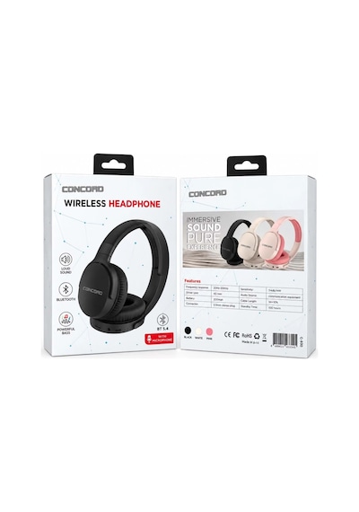 Concord C-930 Bluetooth Kablosuz Kulaklık Bt/tf Destekli Headset Siyah
