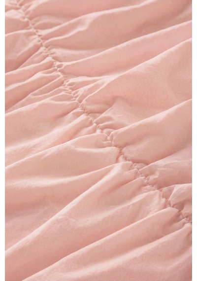Büzgülü Tek Kişilik Açık Pembe Pamuklu Nevresim Seti