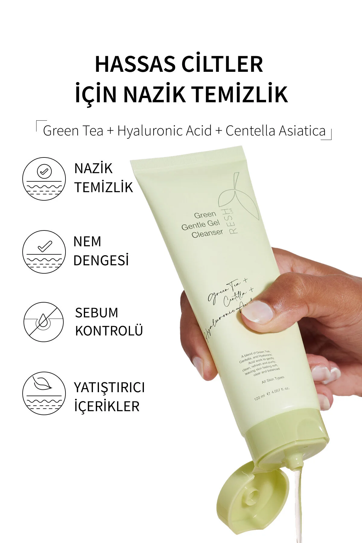 Resh Lab Green Gentle Gel Cleanser - Hassas Ciltler İçin Nazik Yüz Temizleme Jeli