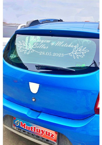 Gelin Arabası Sticker Süs Dekoratif İsim Ve Tarih Yazılı Özel Etiket 001