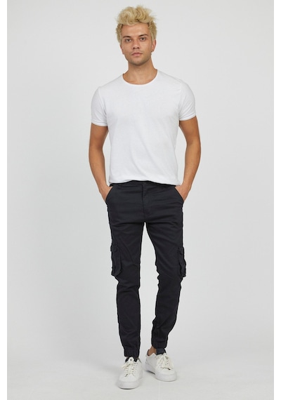 Serseri Jeans Slim Fit Körüklü Cep Paça Lastikli Esnek Kumaş Erkek Kargo Pantolon Füme