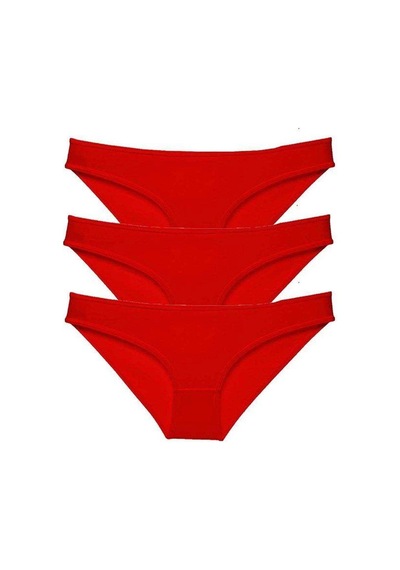 3 Adet Süper Eko Set Likralı Kadın Slip Külot Kırmızı Standart