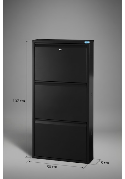 Metal Ayakkabılık 3'lü Kilitli Model Siyah