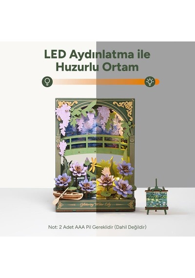 Rowood Th001 Nilüfer Çiçeği Glittering Water Lily Dıy Minyatür Maket Model Seti Ahşap 3d Wooden Puzzle 3d Model Kit Detaylı Dekoratif Hobi Seti Ahşap Maket