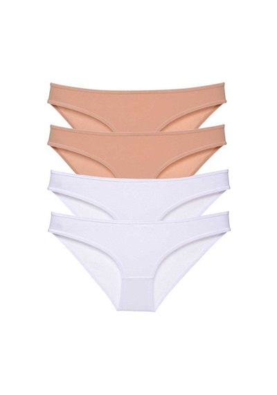 4 Adet Süper Eko Set Likralı Kadın Slip Külot Ten Beyaz Standart