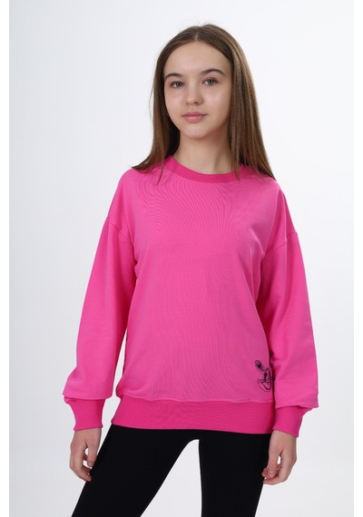 Toontoy Kids Toontoy Kız Çocuk Baskılı Sweatshirt Fuşya
