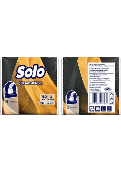 Solo Çek-al Mendil 2 Adet 150'li 3 Katlı Yumuşak Mendil