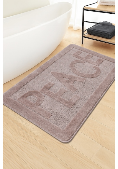 Doğal Kaymaz Taban Banyo Paspas Uzun Ömürlü Yumuşak Dokulu Su Emici Yıkanabilir Peace 60x100 Vizon