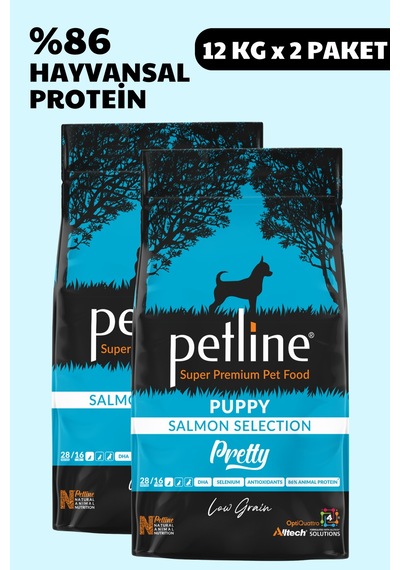 Petline Pretty Puppy Somonlu Yavru Kuru Köpek Maması Tüm Irklar İçin 2 x 12 KG