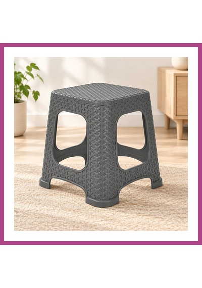 Gees Global Antrasit Küçük Rattan Tabure Gbzs