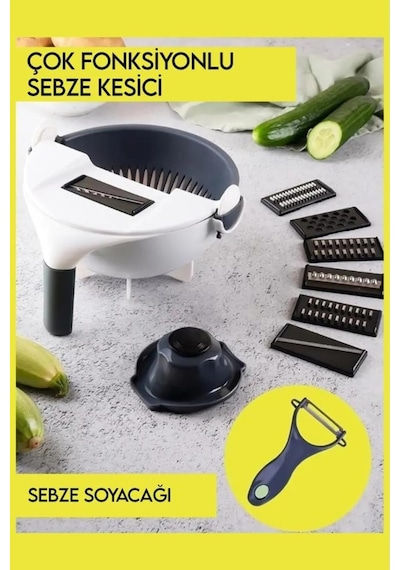 11 Parça Çok Amaçlı Süzgeçli Sebze Doğrayıcı Ve Rende Seti Dilimleyici & Yıkama Kabı Diğer
