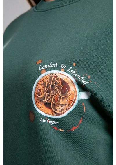 Lee Cooper Iona Kadın O Yaka Sweatshirt Zümrüt-21482 Zümrüt
