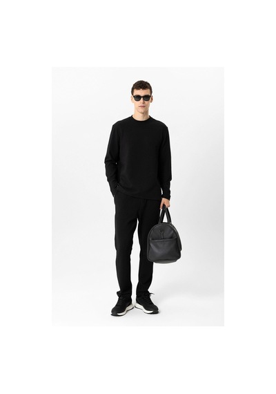 Backandbond Siyah Regular Fit Baskılı Bisiklet Yaka Sweatshirt