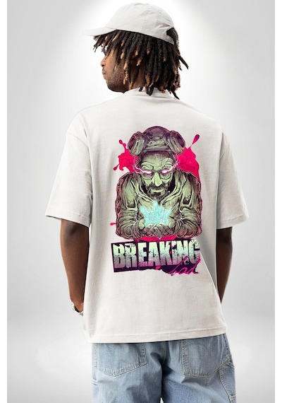Breaking Bad Beyaz Oversize Unisex Ön Ve Sırt Baskılı Tişört Beyaz