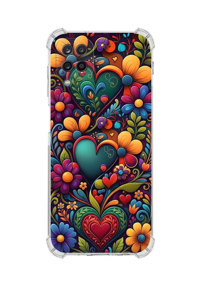 Printify Samsung Galaxy A12 İle Uyumlu Düşlerin Dansı Serisi Çiçeklerin Dansı Tasarımlı Uv Baskılı Köşe Korumalı Antişok Kılıf Şeffaf