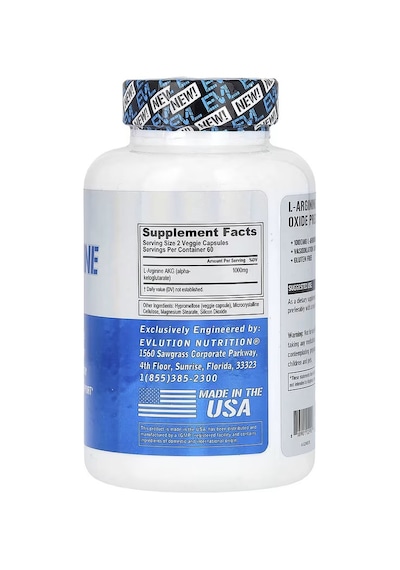 Evlution L-arginine Arjinin Akg Nitric Oxide 1000mg 120 Veggie C